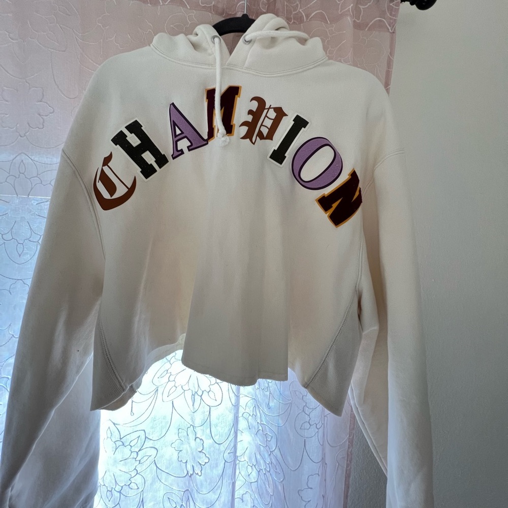 Champion Block Letter Crop Hoodie